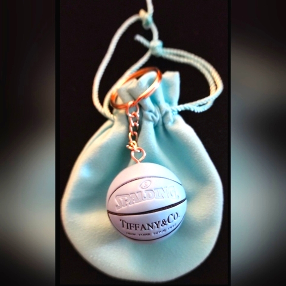 Teal Blue Tiffany Basketball Spalding Keychain With Pouch - Picture 2 of 7